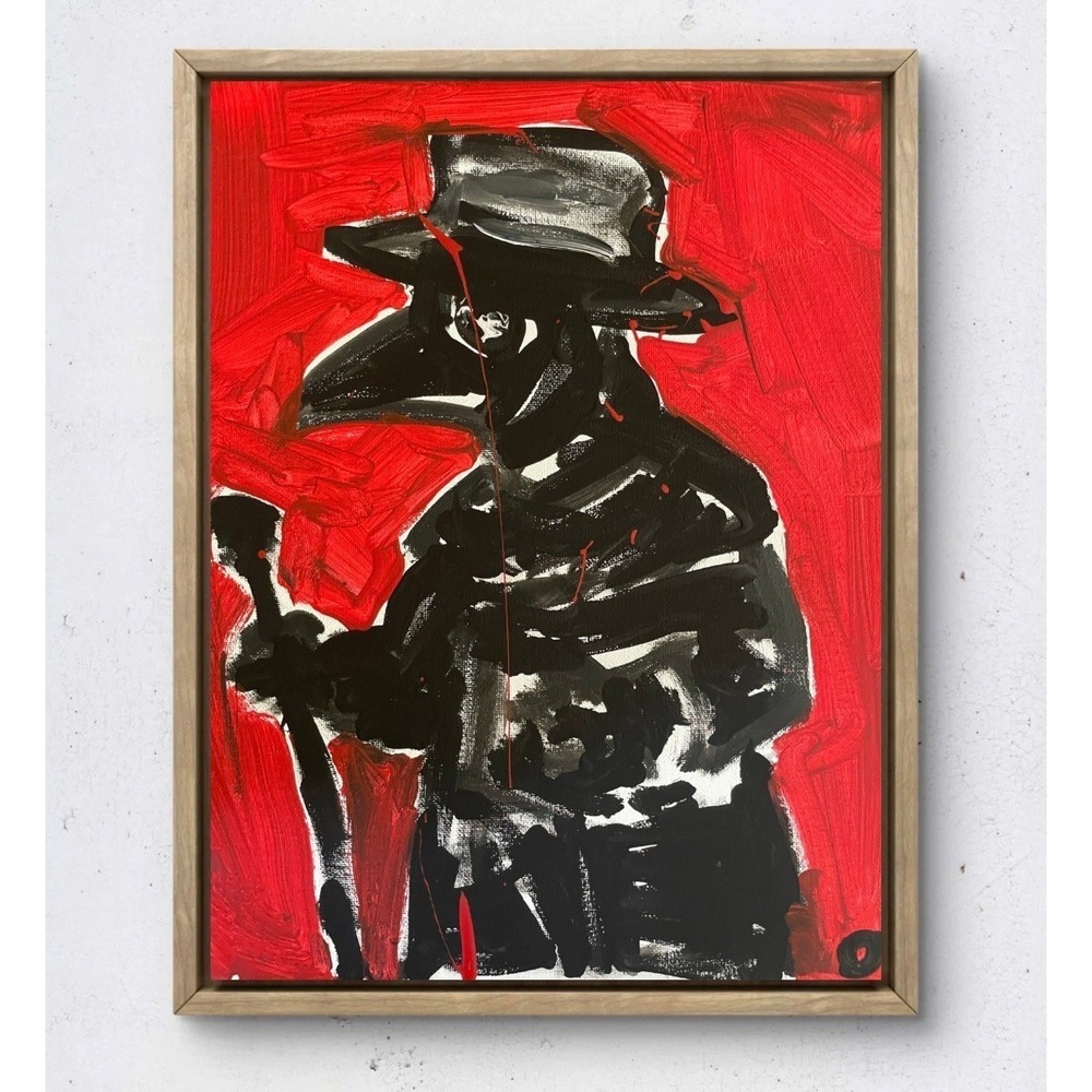 Oman Original 11x14 Neo Expressionist Plague Doctor Acrylic Canvas Painting